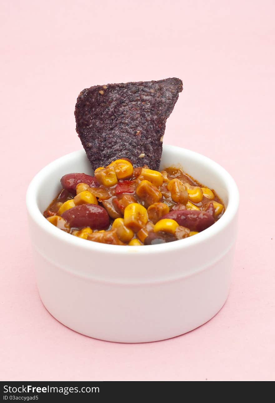 Black Bean Dip With Blue Corn Tortilla Chips