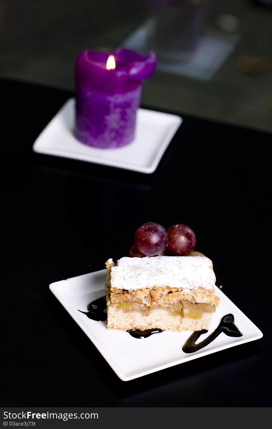 Apple Cake Served In A Restaurant