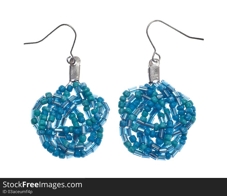 Pair of Teal Beaded Earrings