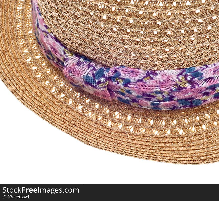 Summer Hat with Floral Pattern Close Up Border Image.