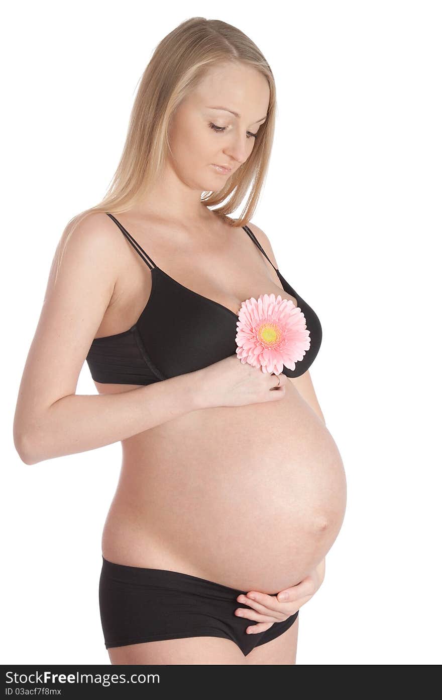 Pregnant woman on an isolated white background. Pregnant woman on an isolated white background