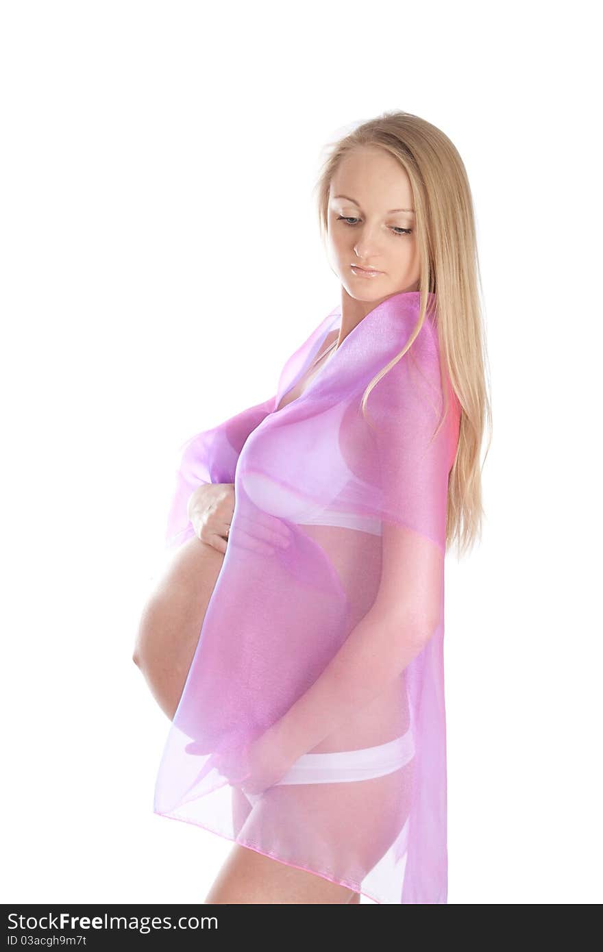 Pregnant woman on an isolated white background. Pregnant woman on an isolated white background