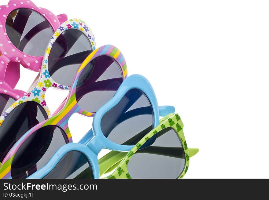 Summer Child Size Sunglasses Variety Border Background.