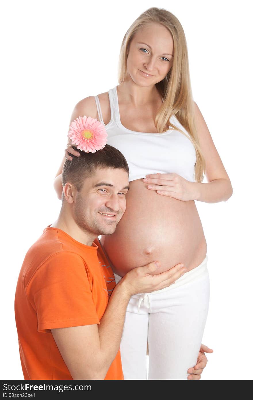 Beautiful man and woman pregnant couple. Beautiful man and woman pregnant couple