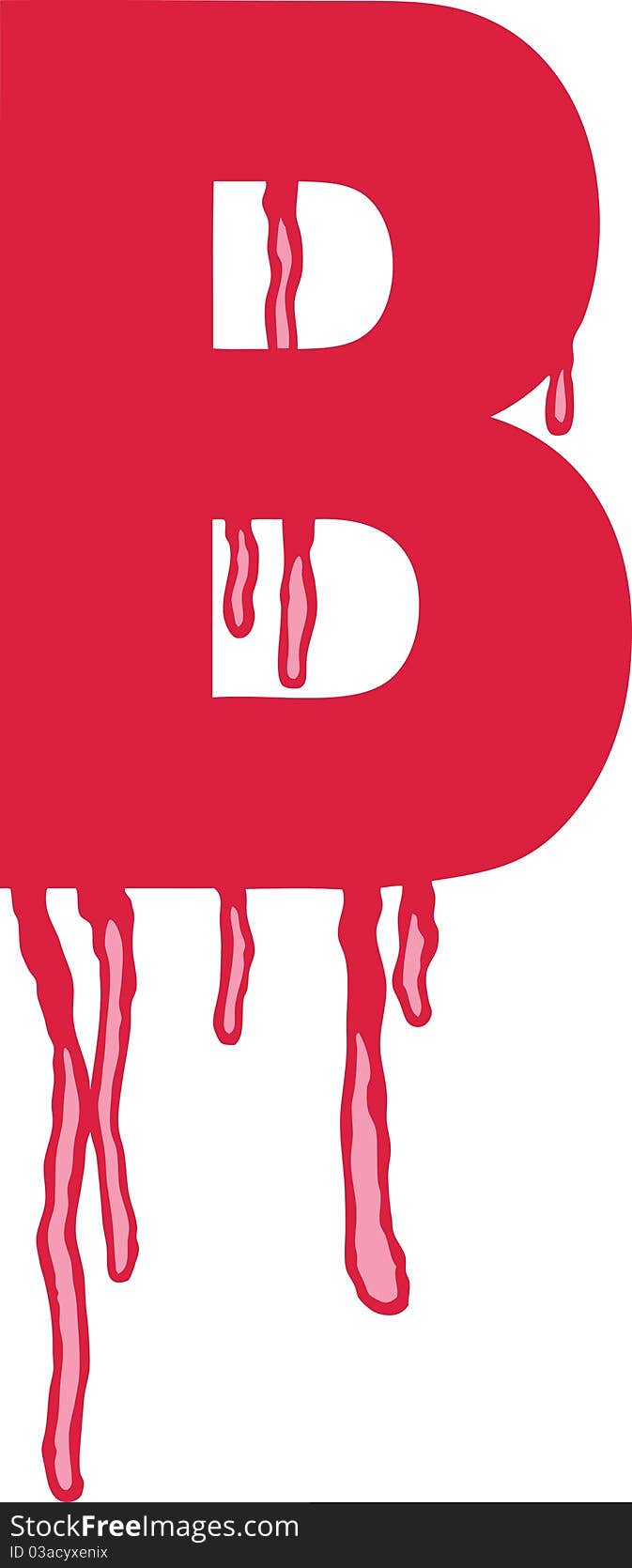 The letter 'B' is dripping with blood. The letter 'B' is dripping with blood.