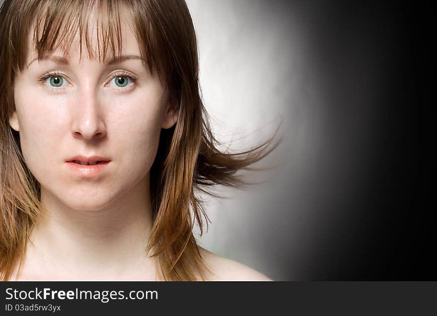 Close-up portrait of a fresh and  young women