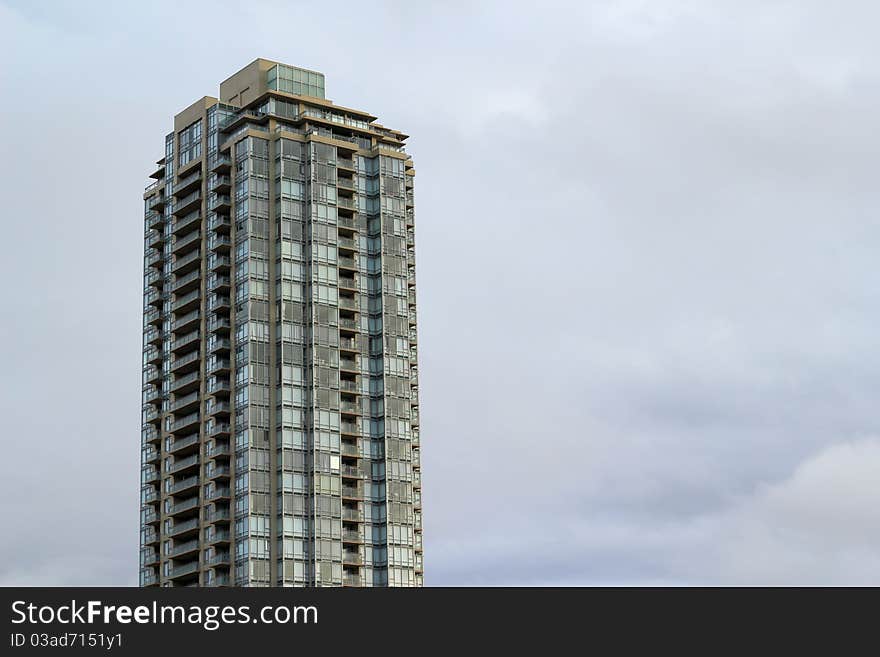 A single apartment on a cloudy day