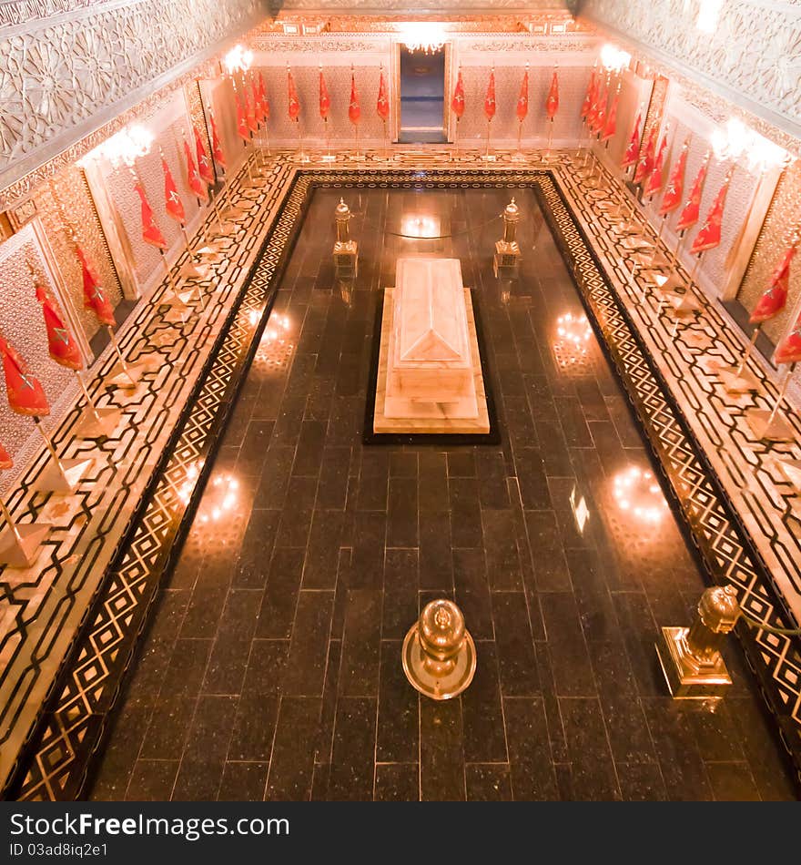 Marble tomb in the mausoleum in Rabat. Marble tomb in the mausoleum in Rabat