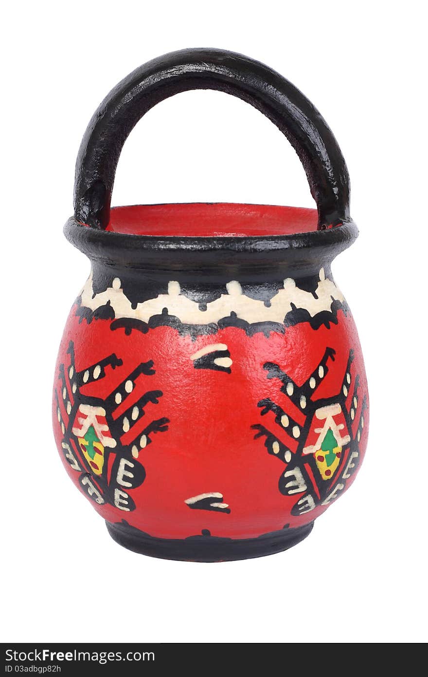 Traditional painted terracotta milk jar