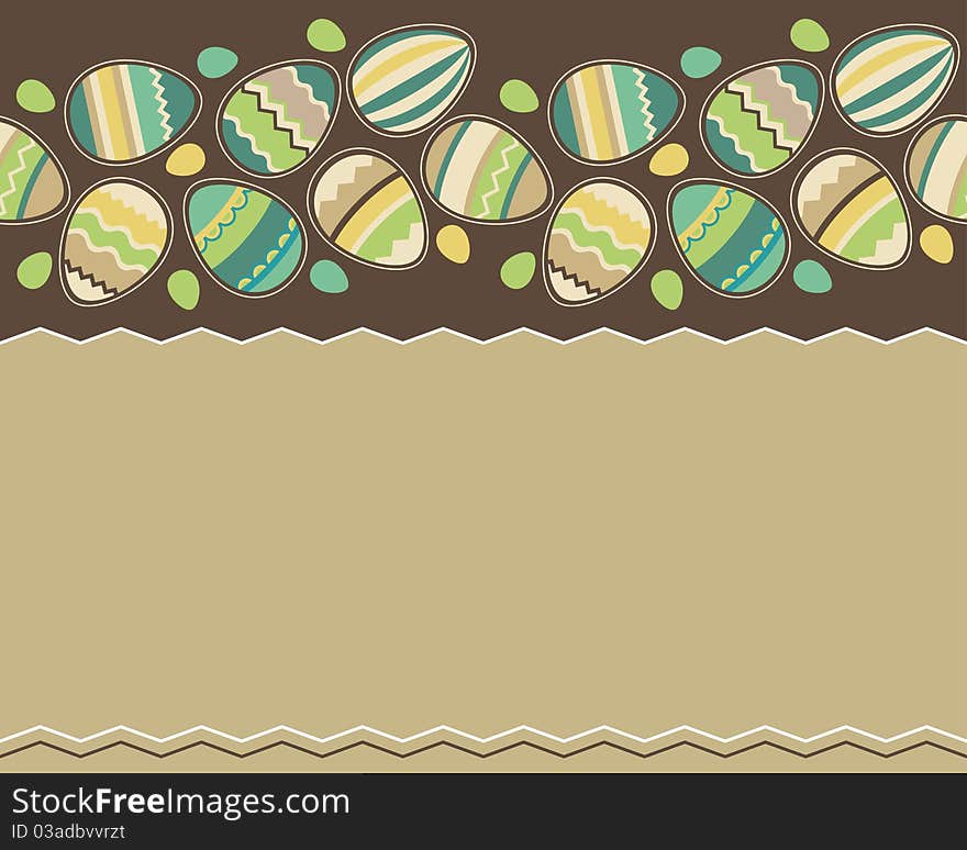 Seamless horizontal spring pattern with easter eggs. Seamless horizontal spring pattern with easter eggs