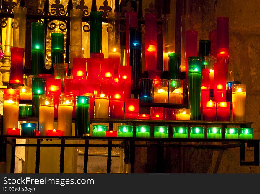 Colorful Candels in a Church