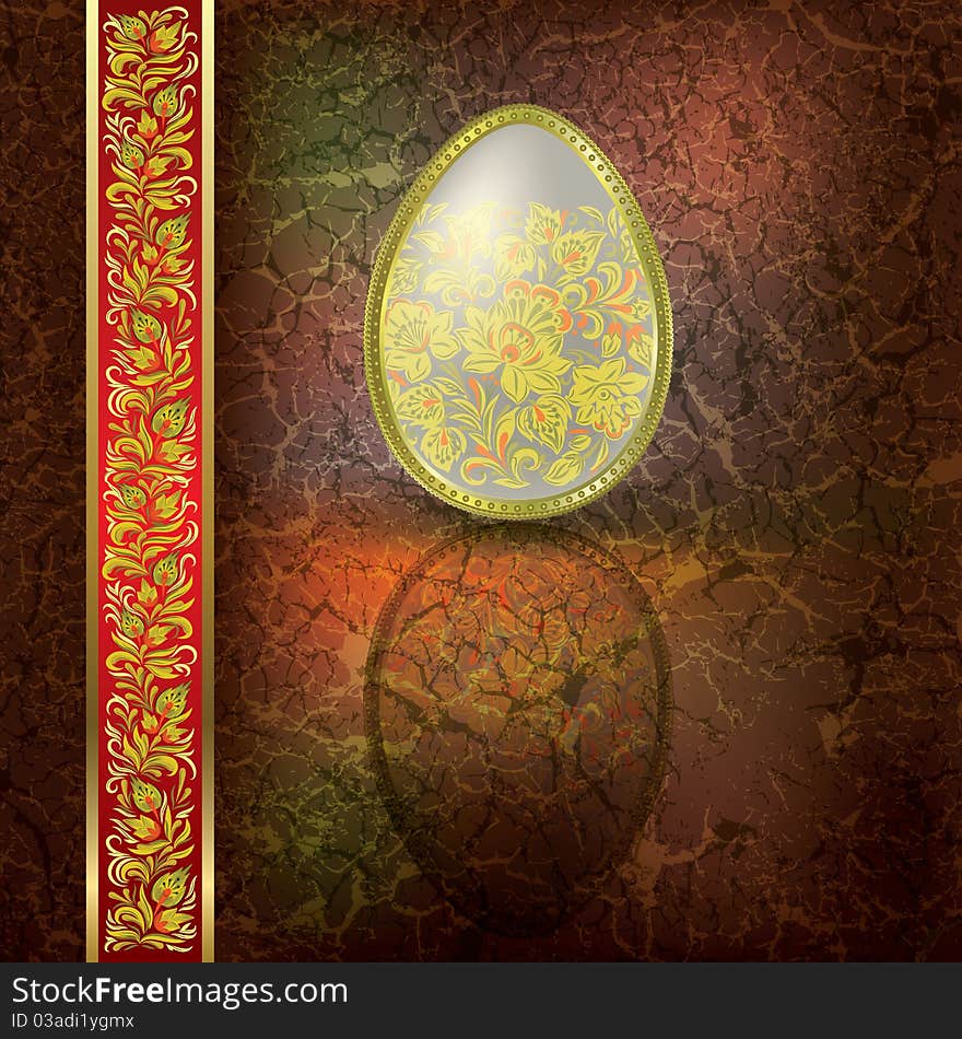 Abstract illustration with easter egg on brown background