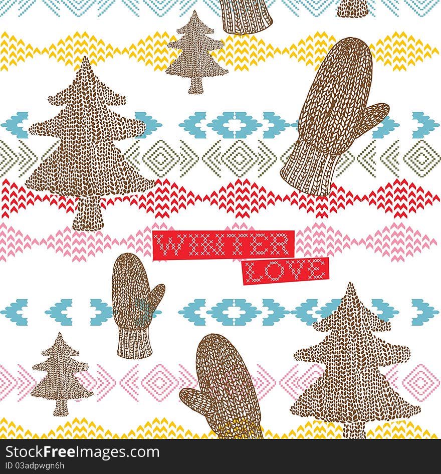 Winter knitting background