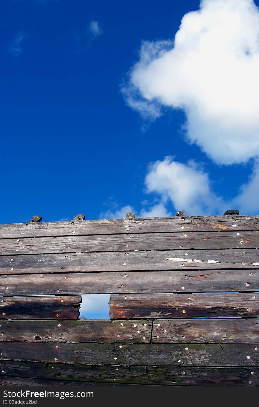 Old wooden ship fragment