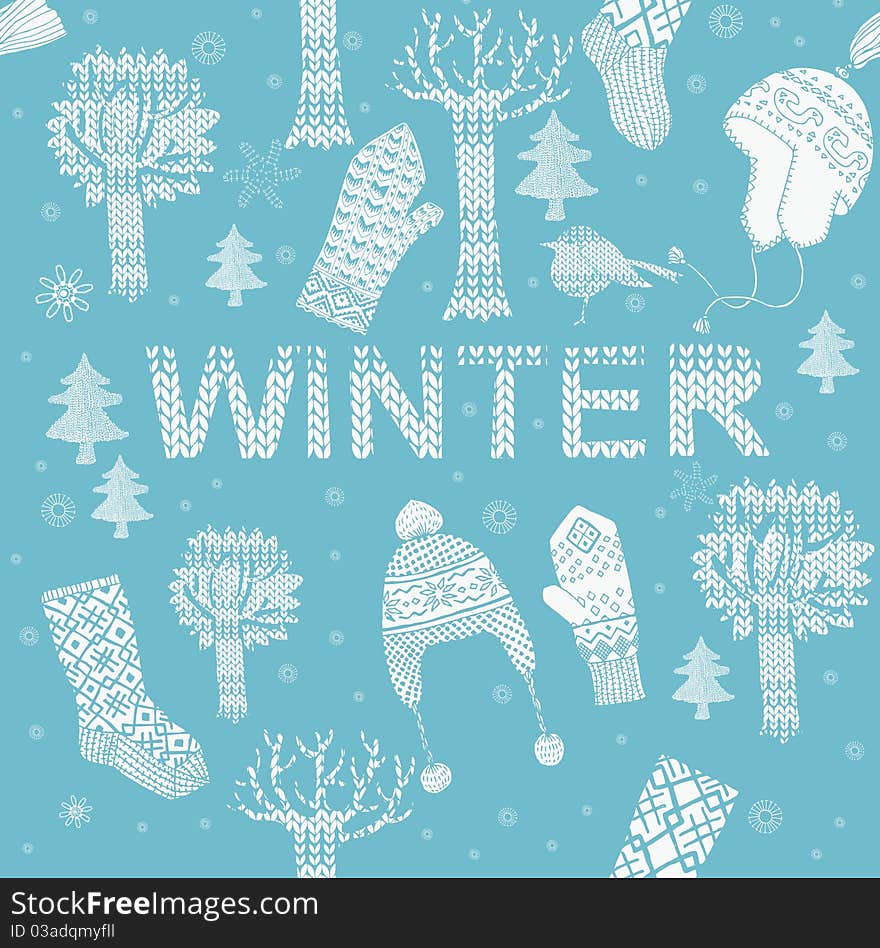 Winter knitting background