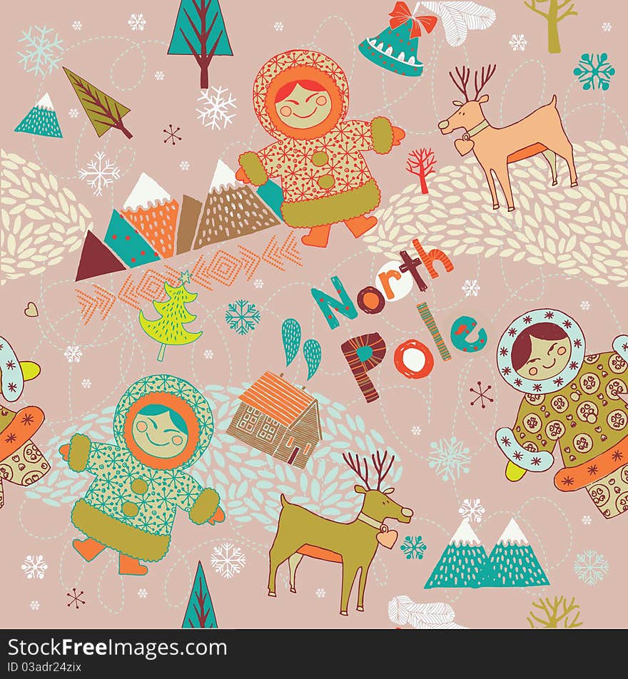 North Pole seamless pattern