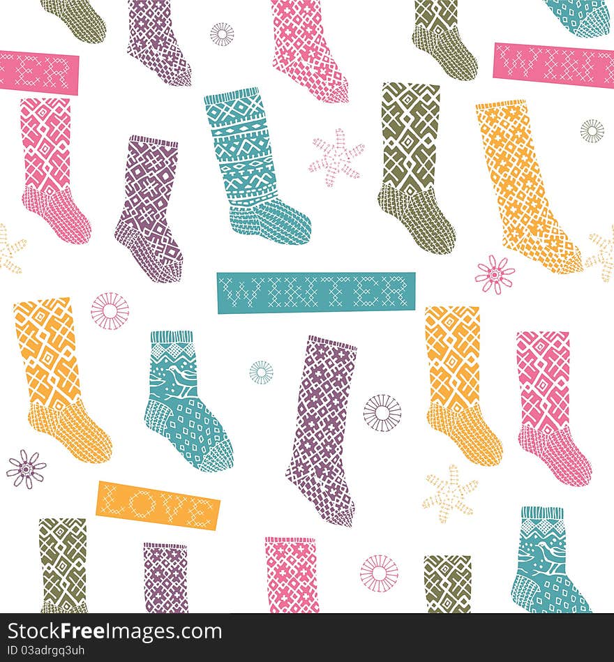 Winter Seamless Pattern With Socks