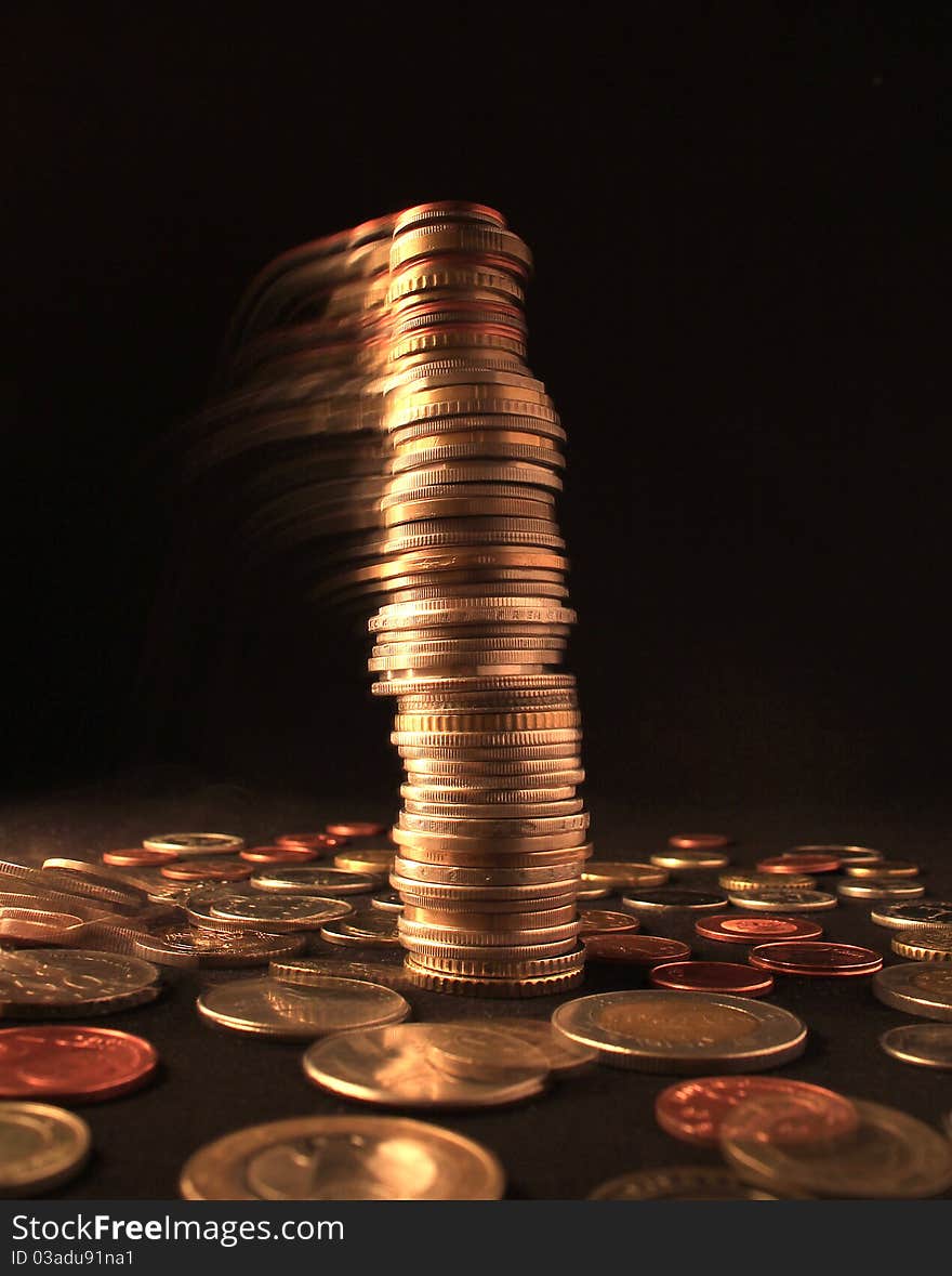 Falling Column Of Different Coins