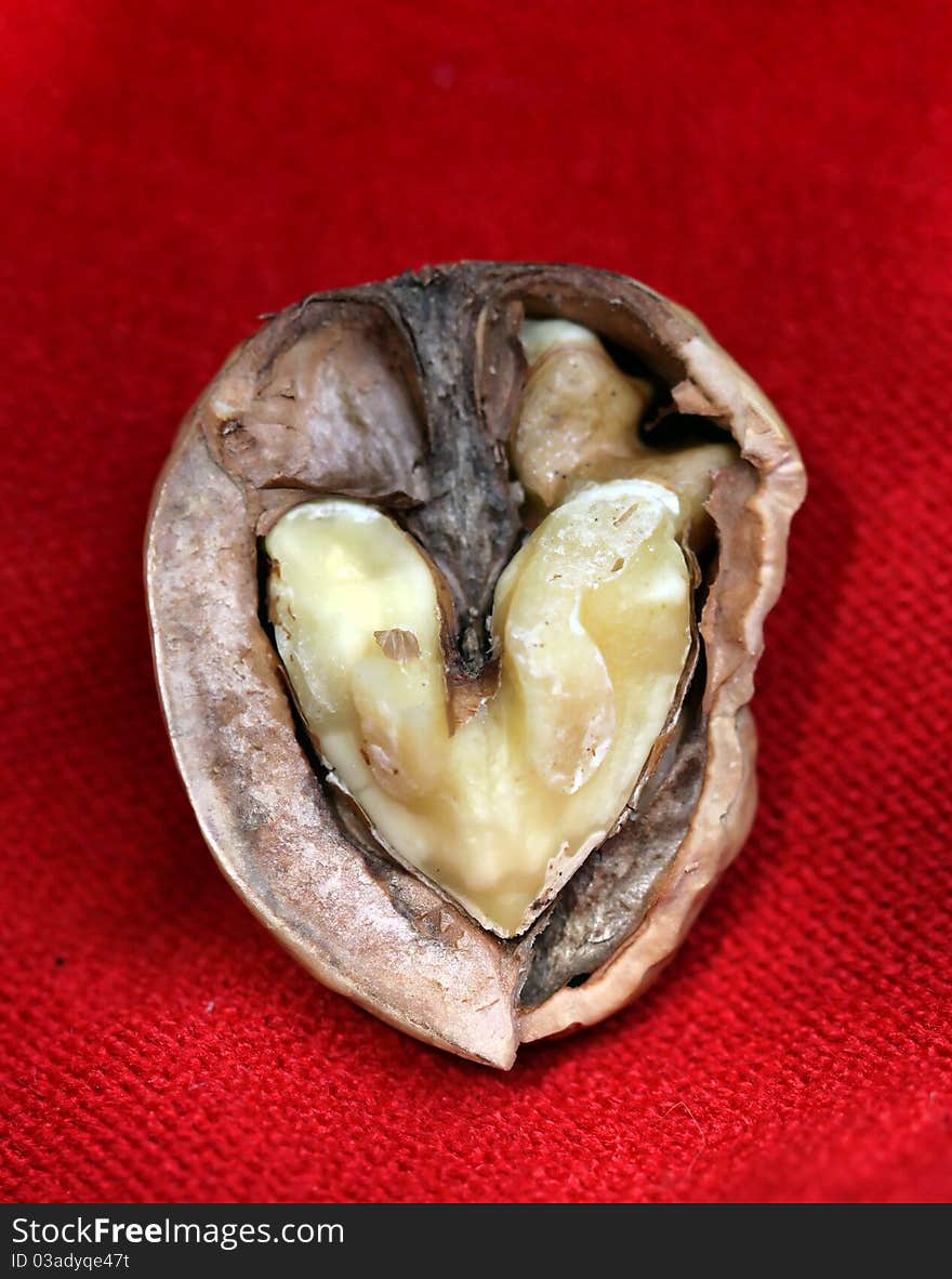 A nut shaped like a heart. A nut shaped like a heart