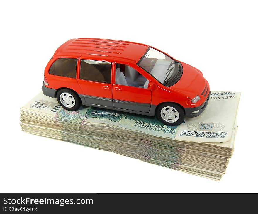 A toy car is a pack of Russian money, finance,