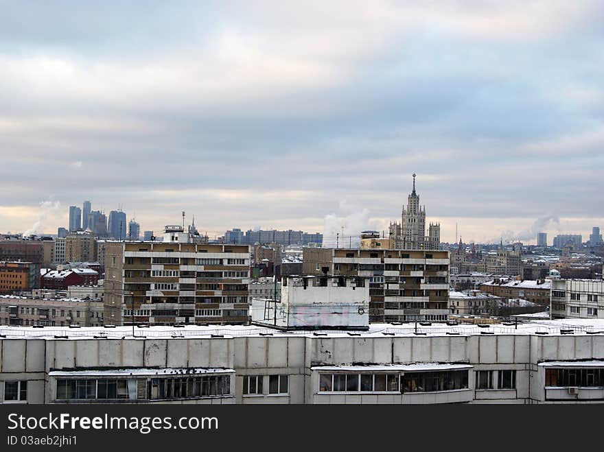 Moscow Architectural Skyscrapers In Winter