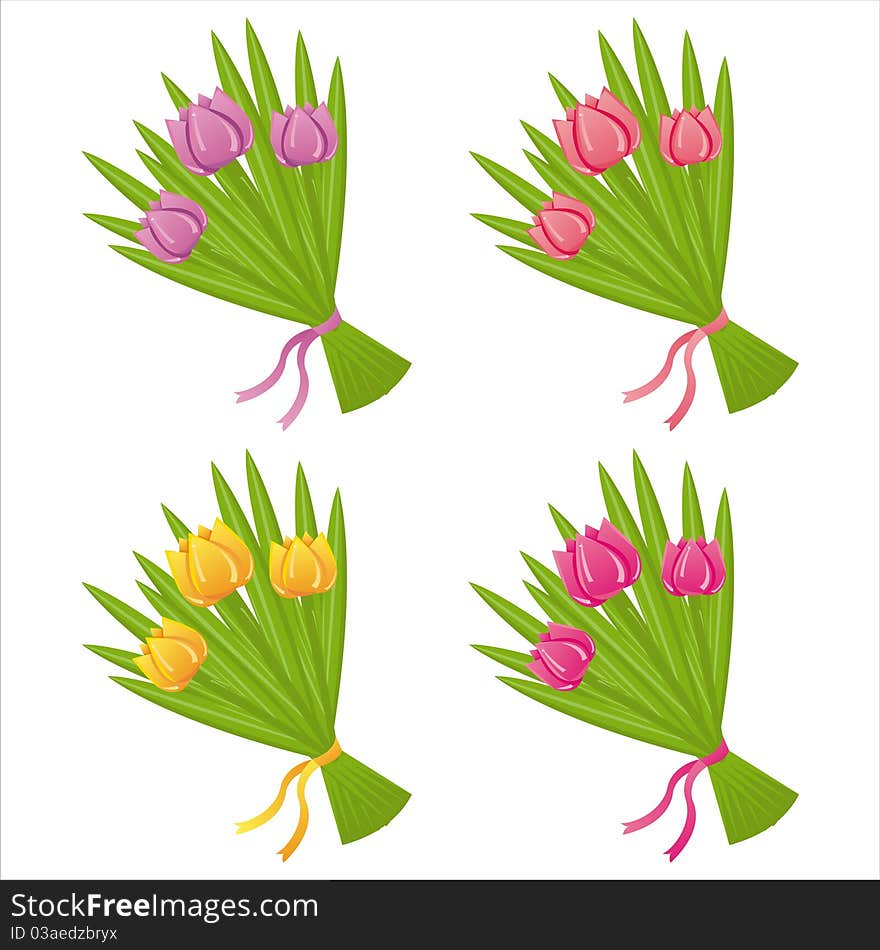 Set of 4 bunches of tulips