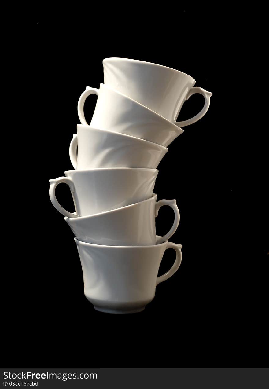 Six white cups