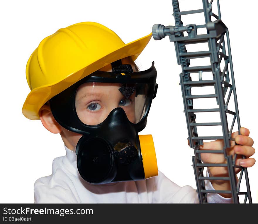 Little Boy - Preschooler In Fireman Face Mask