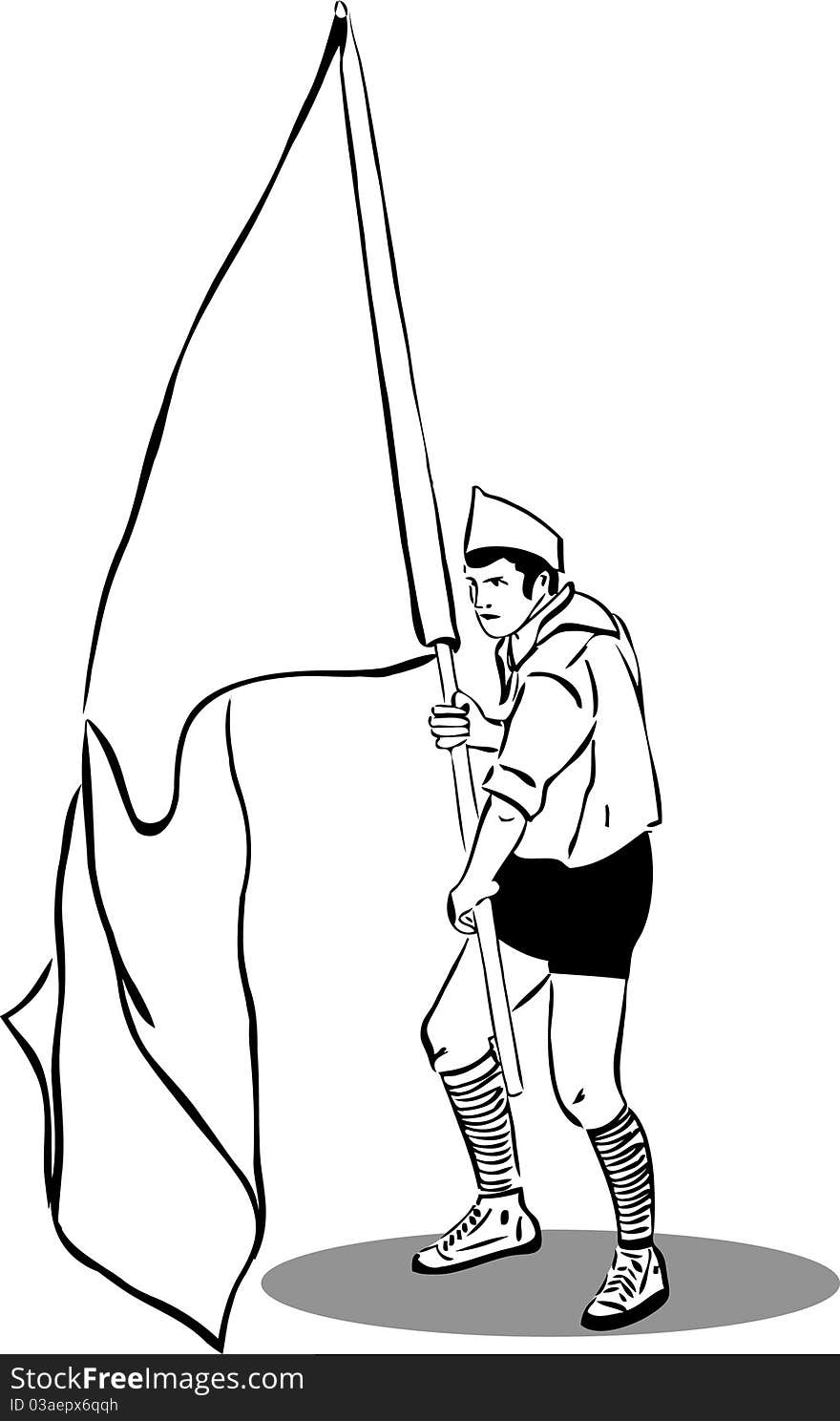 Scout with flag in hand