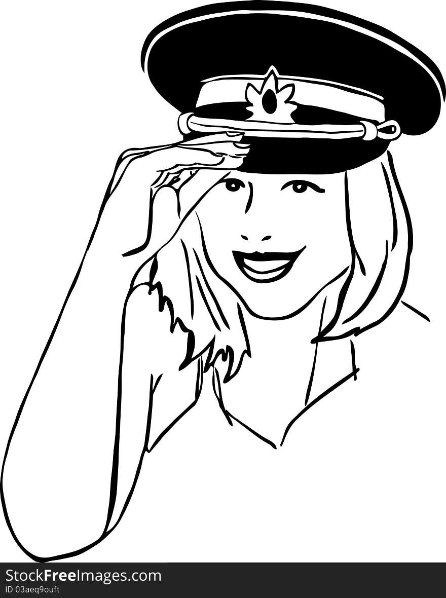 girl in a military cap