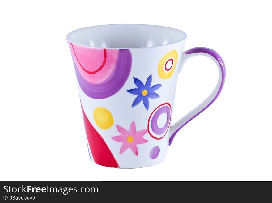 Colorful cup isolated on the white background