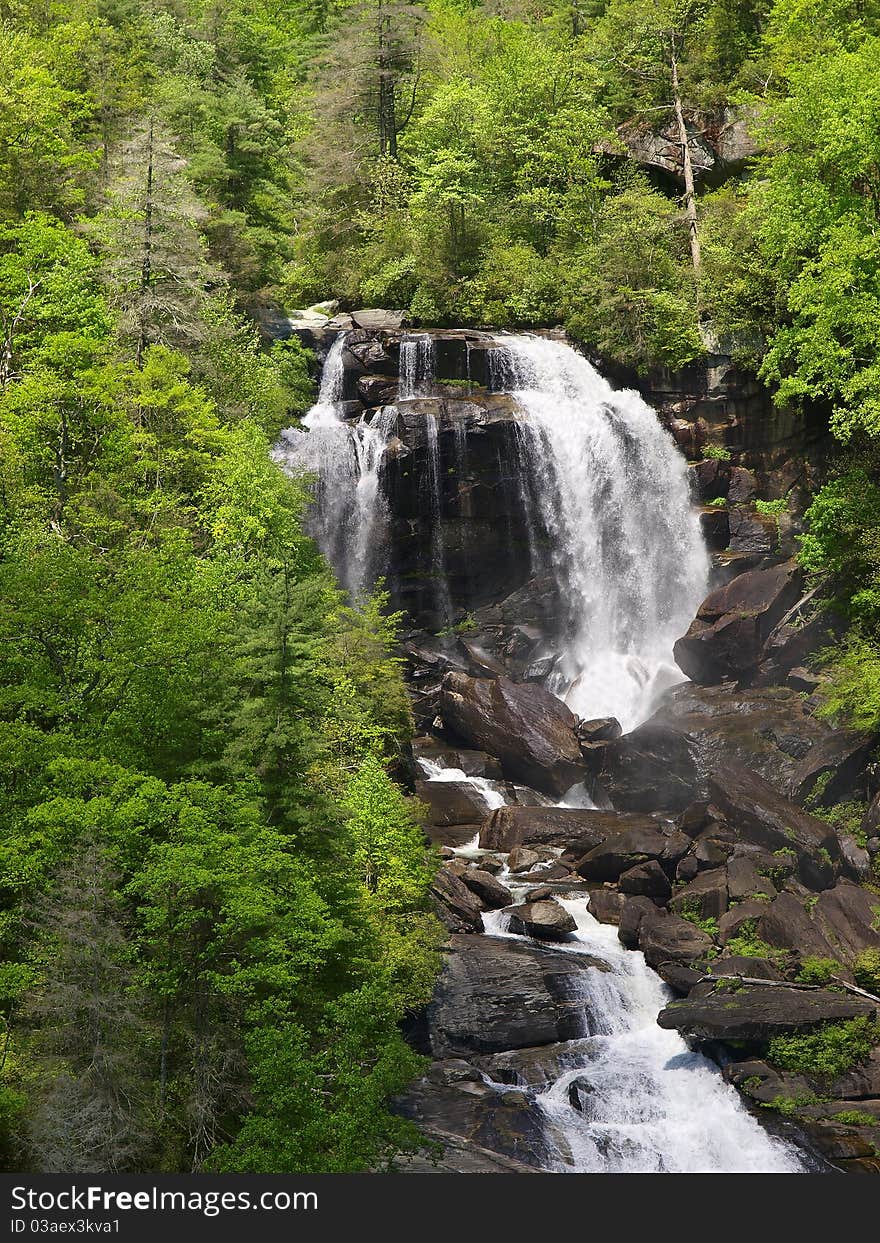 Scenic Waterfall In Spring