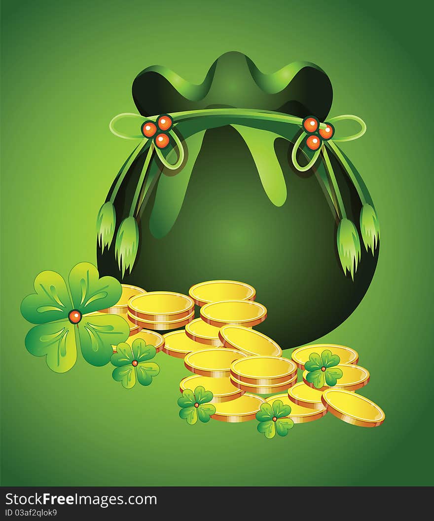 Pot with gold to St. Patrick's Day