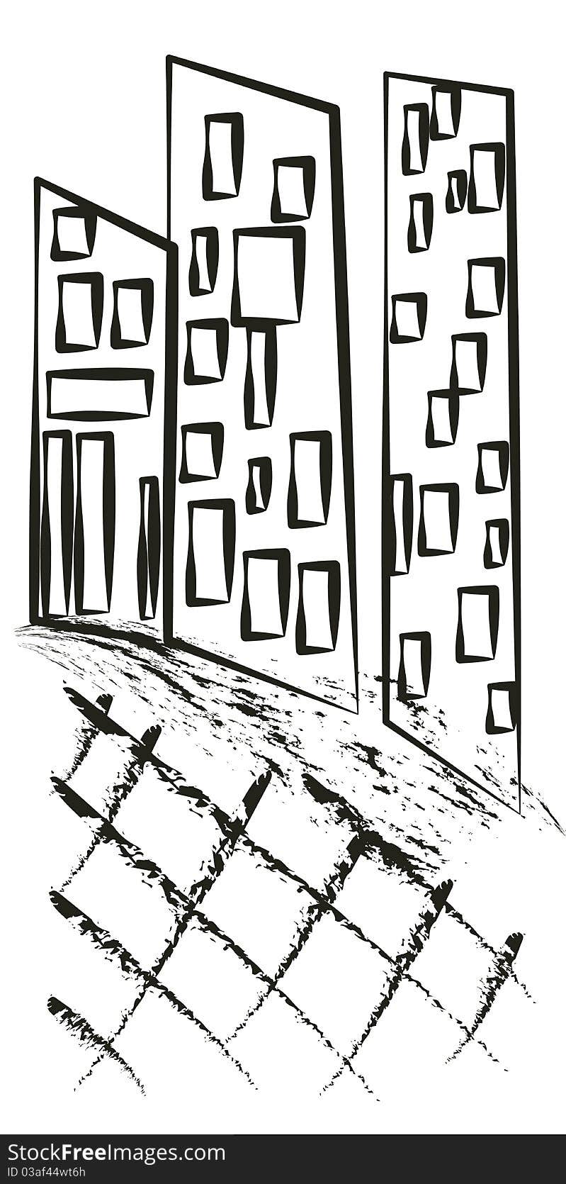 Illustration of part of street with houses. Illustration of part of street with houses