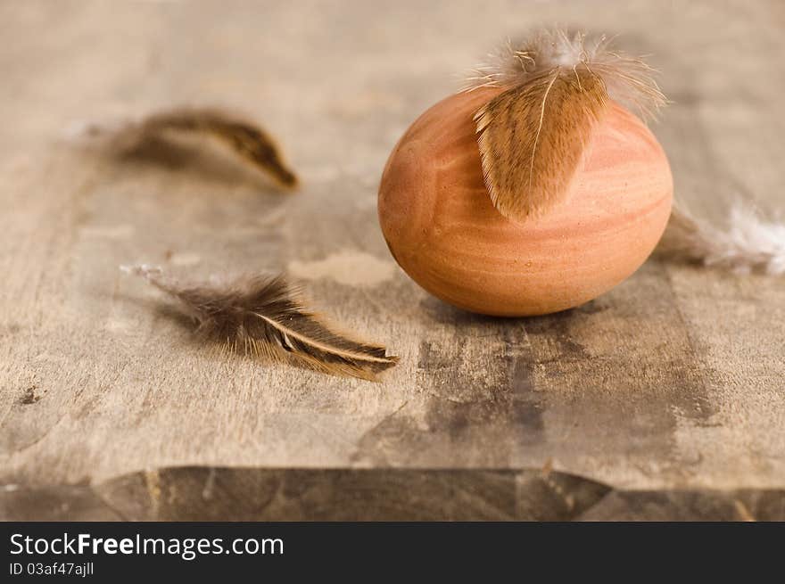 Easter eggs on wooden background