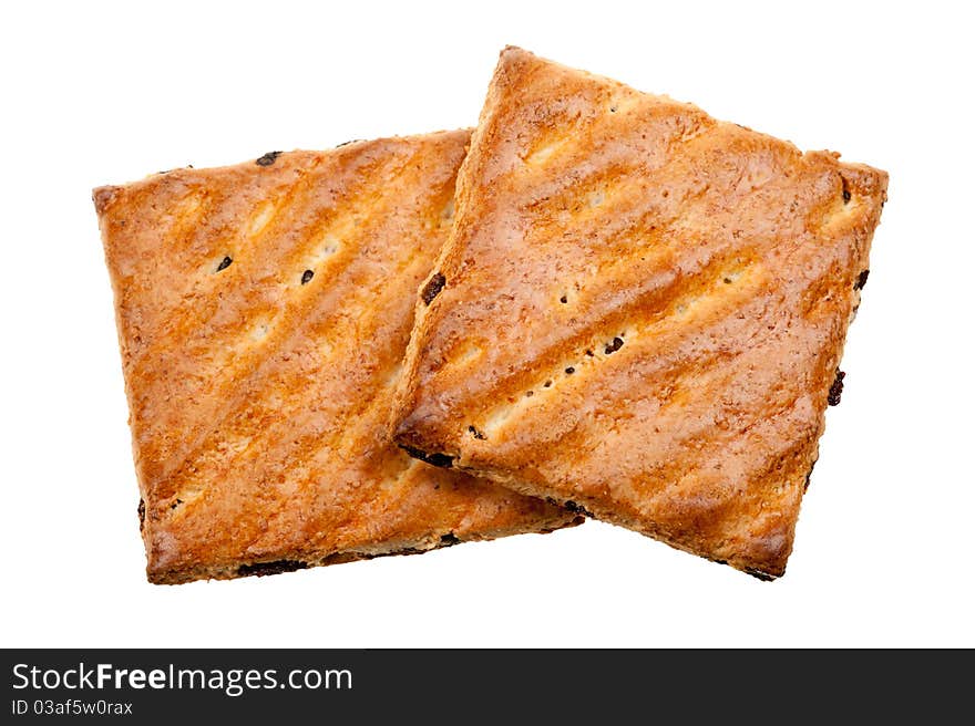 Whole wheat cookies with fruit isolated on a white background