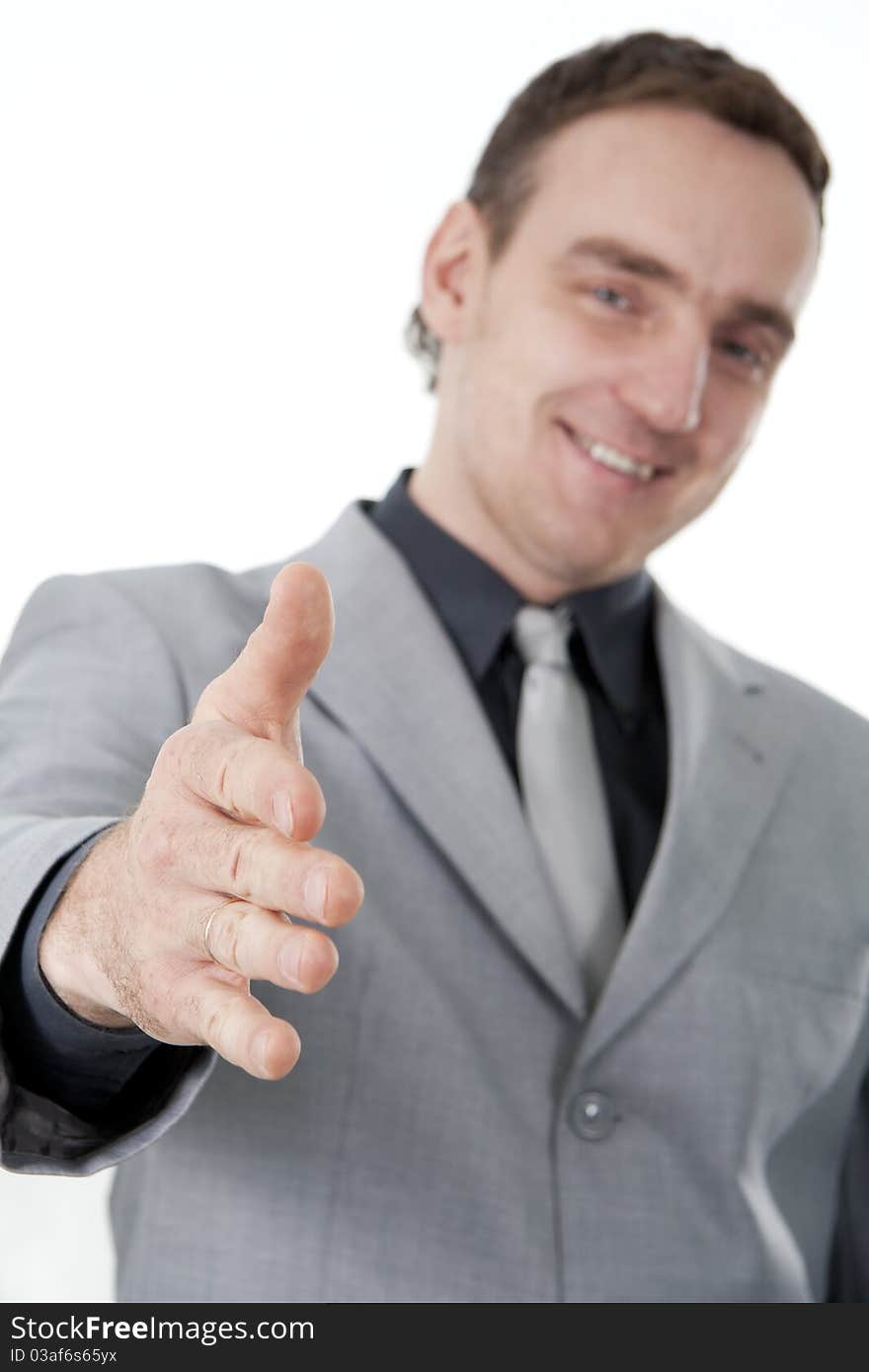 Businessman on a white background.