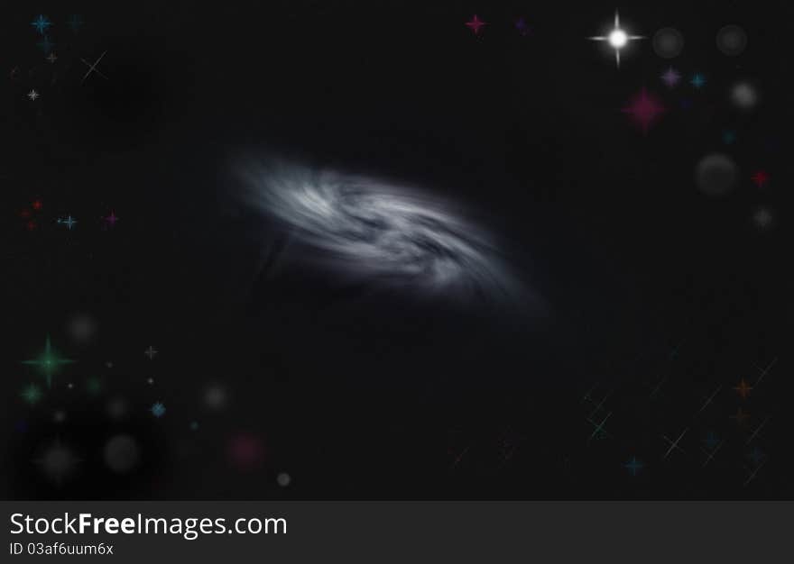 Illustration of galaxy with beautiful star on black background