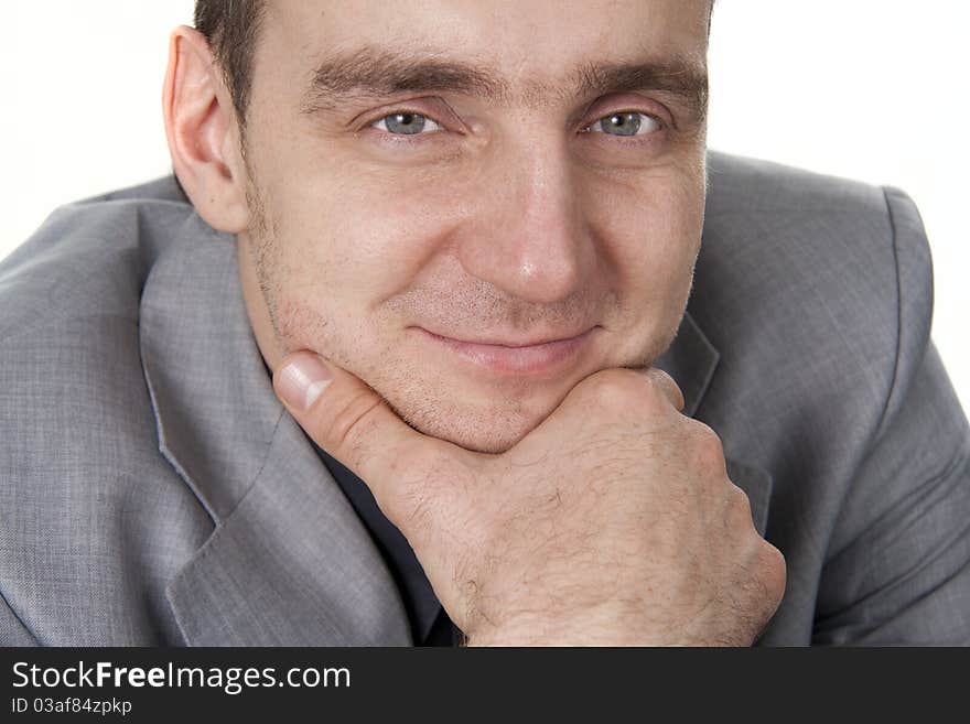 Businessman on a white background.