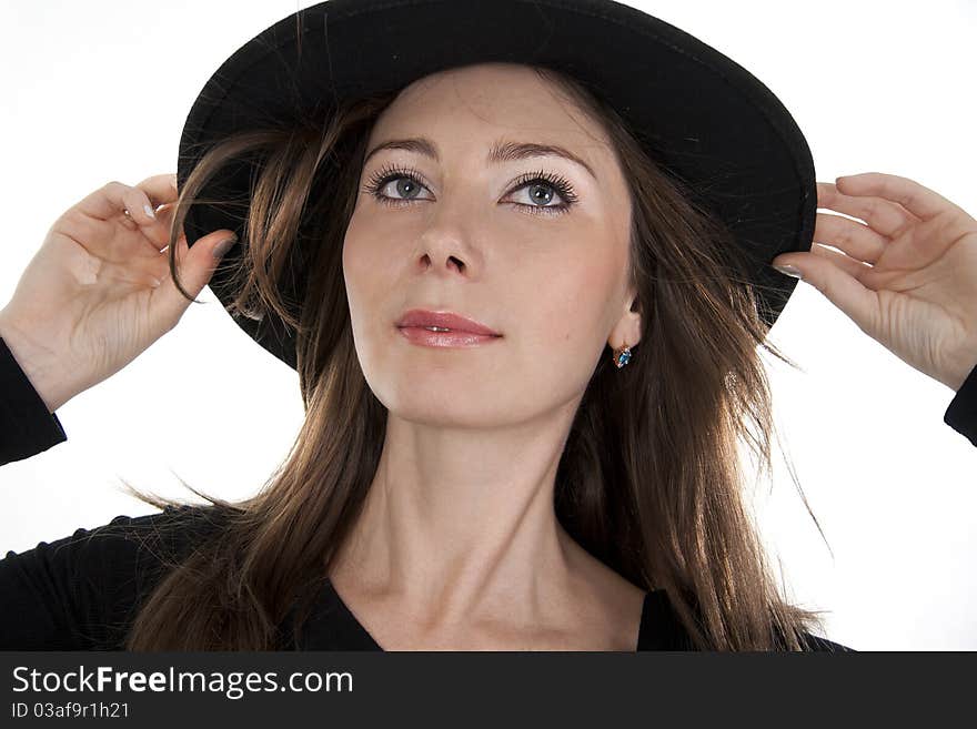 Beautiful woman on a white background