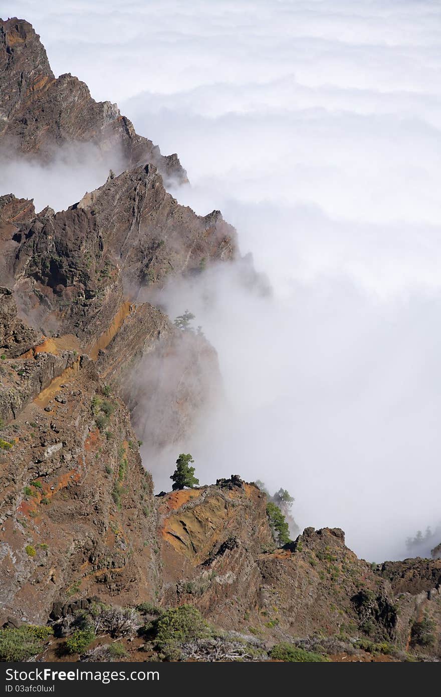 Clouds over rock at La Palma