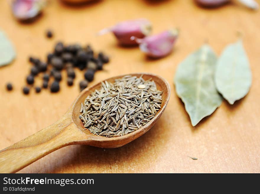 An image of spices on the kitchen table