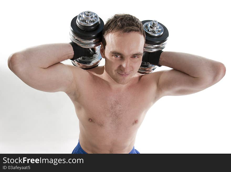 Man lifting dumbbells.