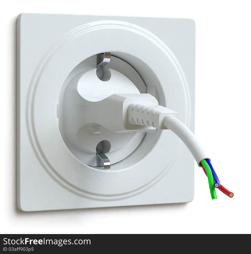 Electrical socket on white surface