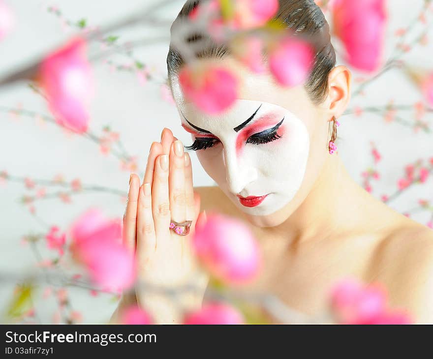 Japan geisha woman with creative make-up