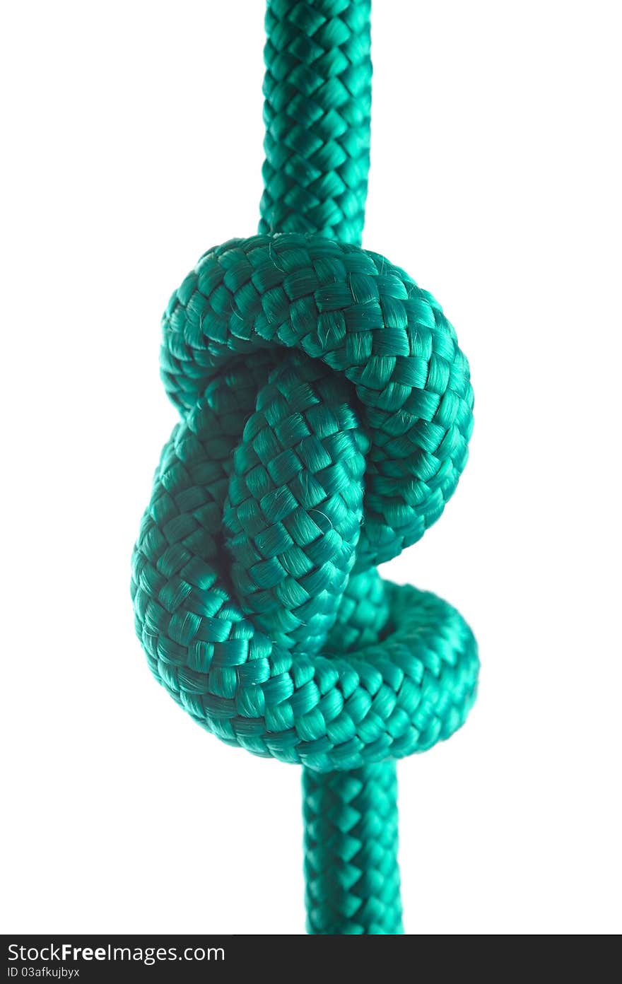 Rope with marine knot on white background