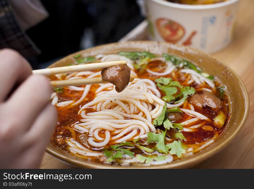 Braised Pork Intestines Noodles from China