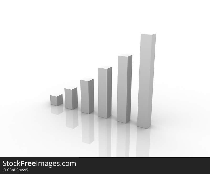 Digital illustration of Business Graph in 3d on white background