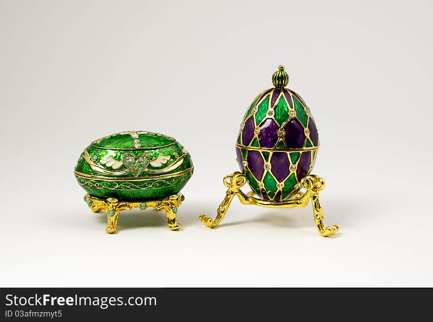 Two decorative eggs