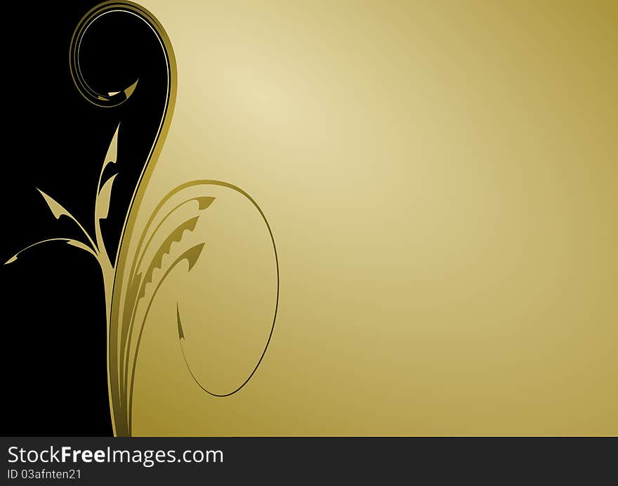 Golden and black floral background illustration. Golden and black floral background illustration